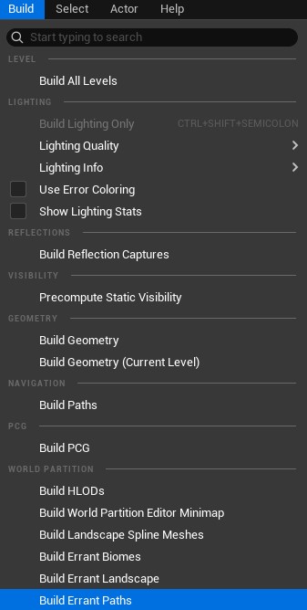 Build Errant Paths menu option
