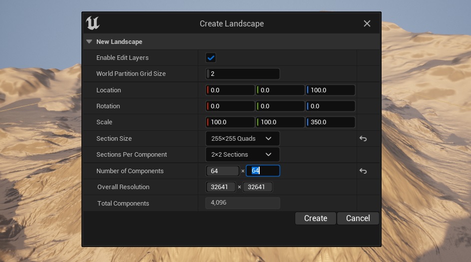 Image showing the landscape creation tool