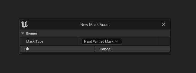Image showing adding biomes mask asset dialog